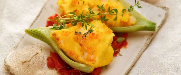 Gefüllter Fenchel mit Polenta und Schrimps