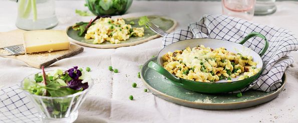 Topfenspätzle überbacken mit Vorarlberger Bergkäse